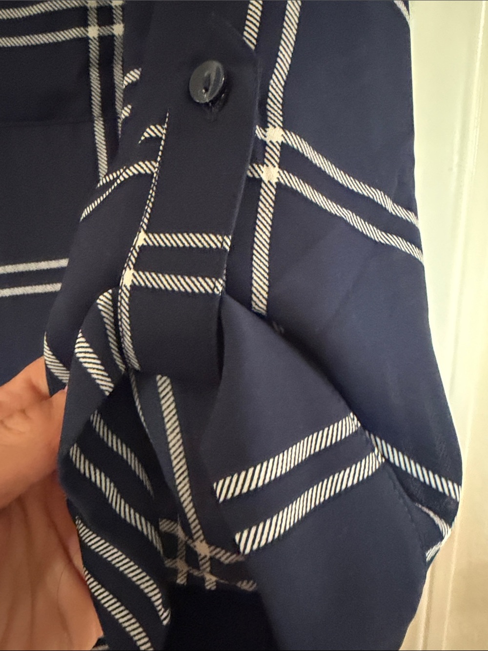 Fortune + Ivy Navy Plaid Button-Front Blouse size med - Picture 3 of 5